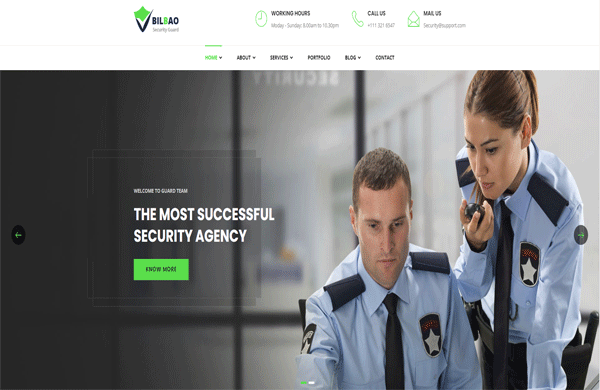 Giao diện thiết kế website dịch vụ bảo vệ thu hút